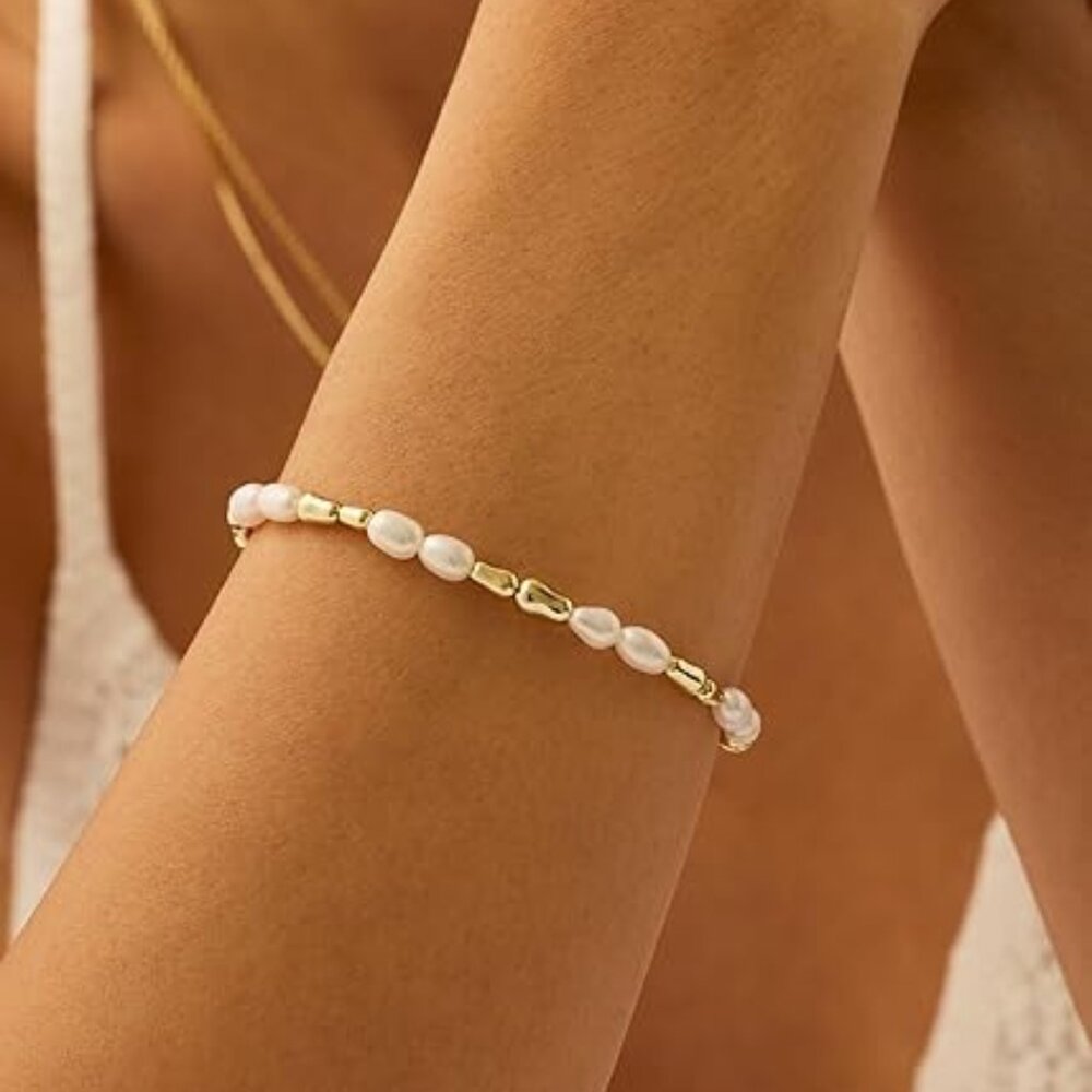 Neiman Marcus 14K Gold Plated Beaded Freshwater Cultured Pearl Bracelet - Picture 2 of 6